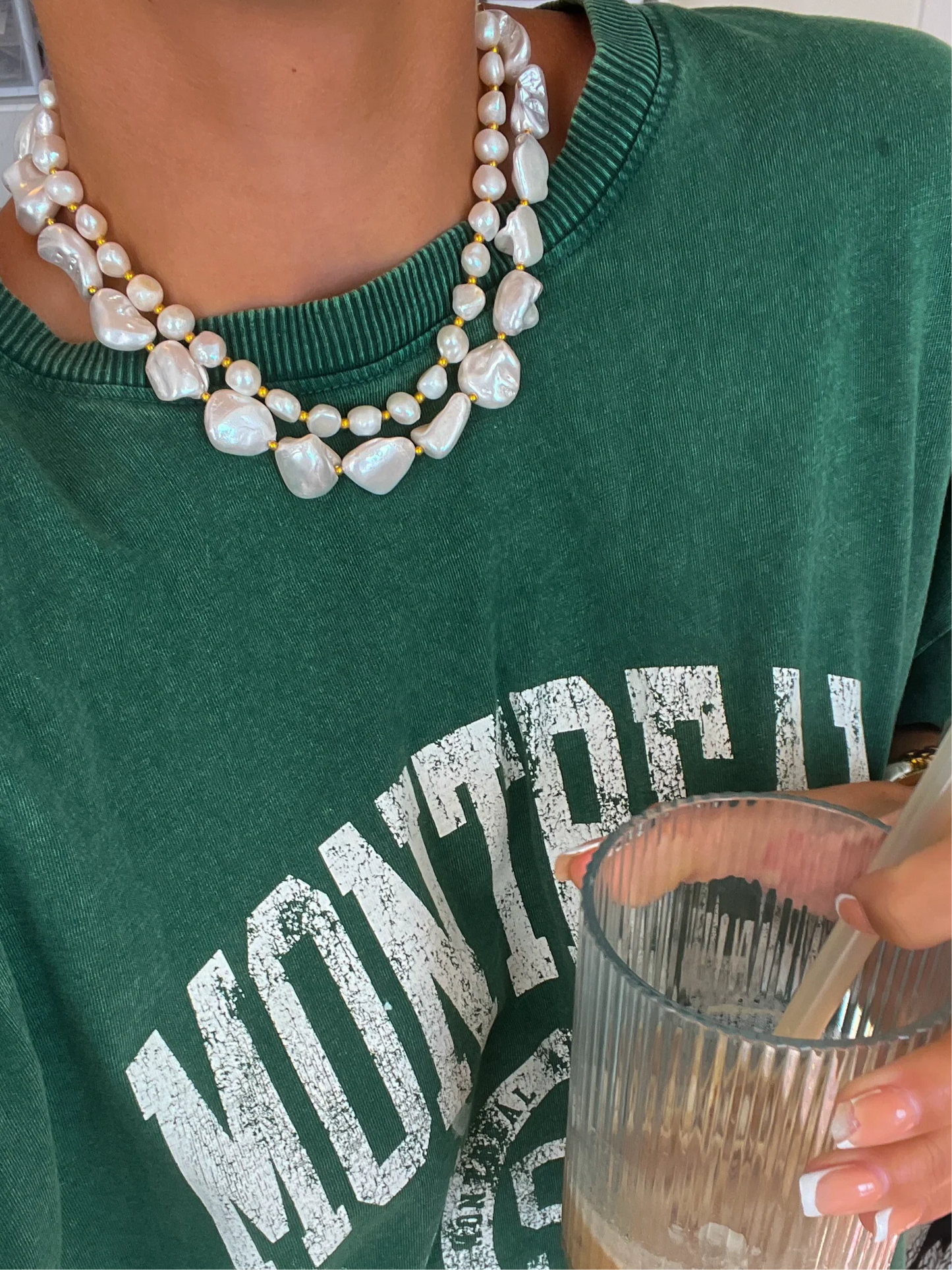 Lila Beaded Pearl Necklace